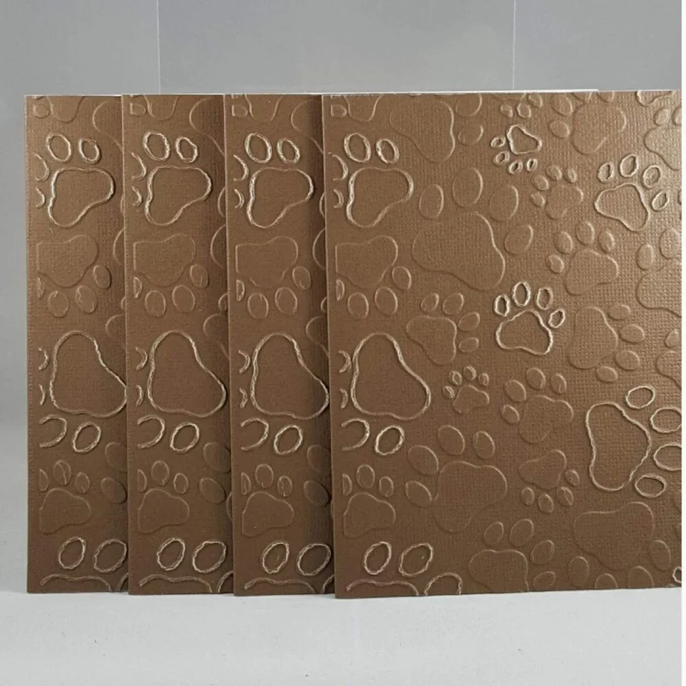 Dog Paw Embossed Note Cards Pack w/Envelopes, Set of 4 in‎ Brown